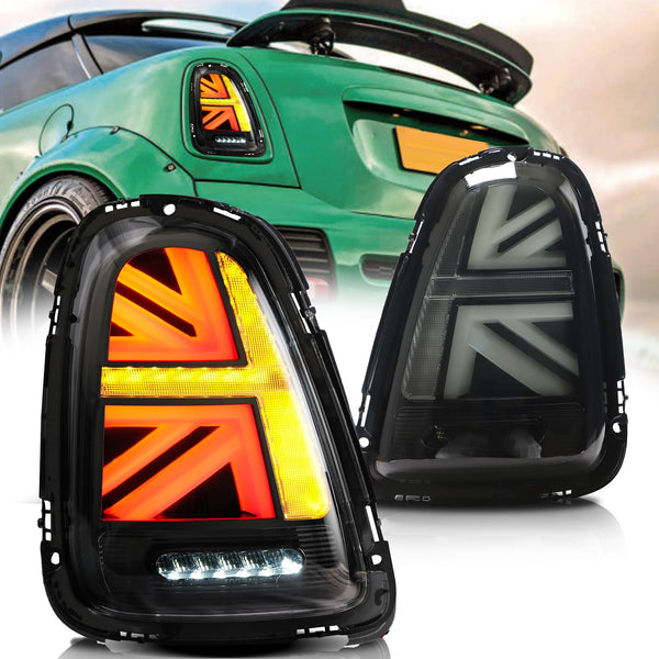 VLAND Tail Lights for Mini Cooper R56 R57 R58 R59 2007-2013 Rear Lights Lamp Assembly With Sequential Indicator and Welcome Lights(Smoked)