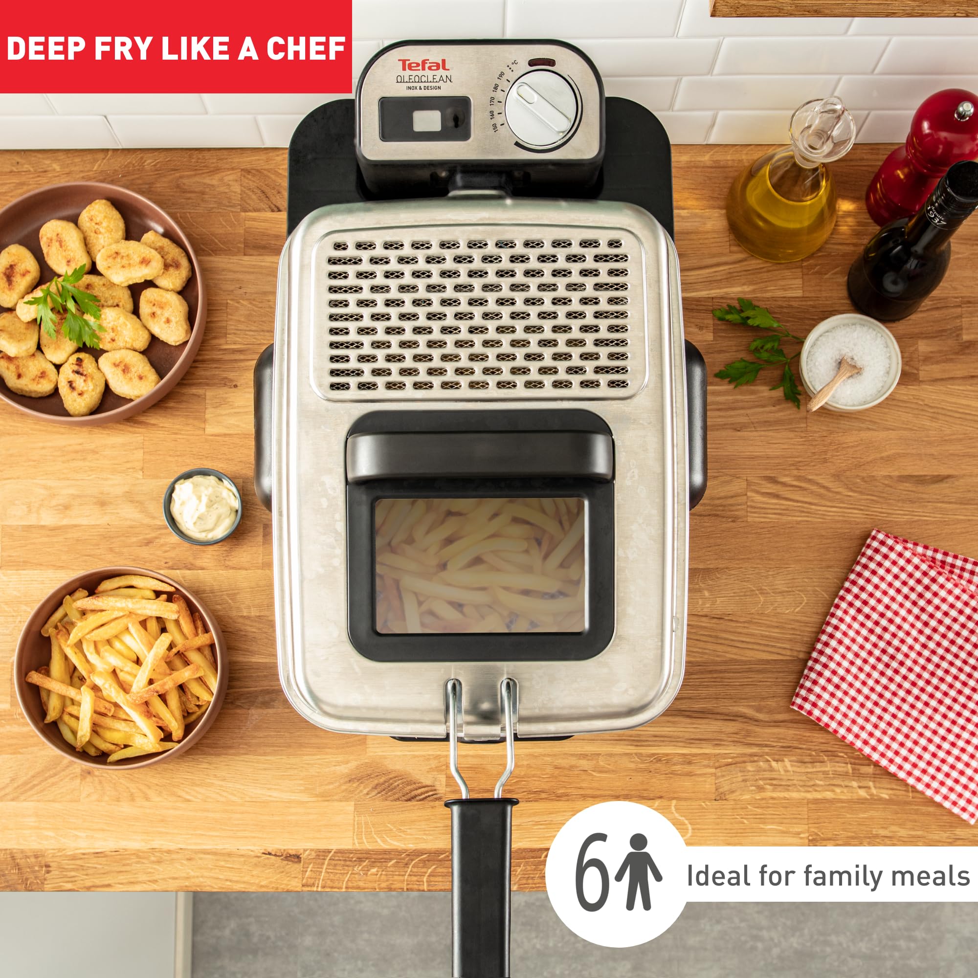 Tefal Deep Fryer Oleo Clean Pro, 3.5 Litre Oil Capacity, Oil Storage Box, Easy Cleaning, Stainless Steel, 1.2 kg, 6 Portions, Chips, Fried Chicken 2300W F58-M2, Grey/Blue