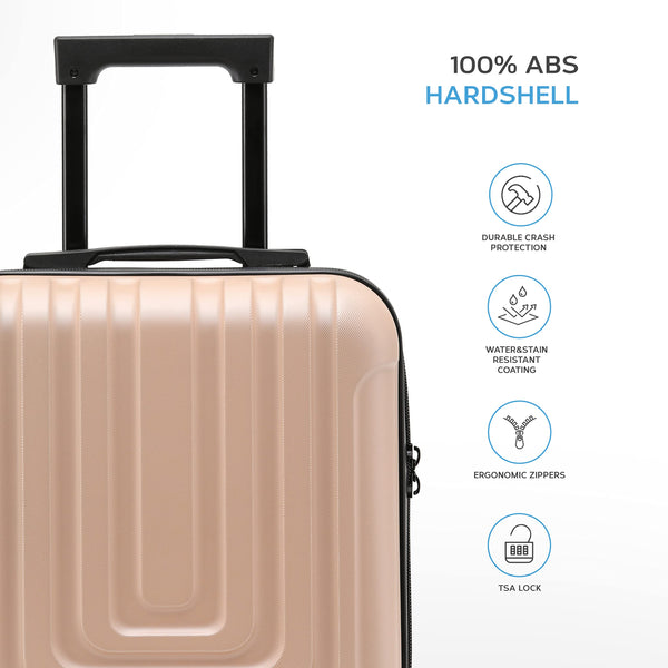 Flight Knight Premium Lightweight Suitcase - Built-in TSA Lock - 8 Spinner Wheels - ABS Hard Shell Check in Highly Durable Luggage - Medium - 67x45x26cm