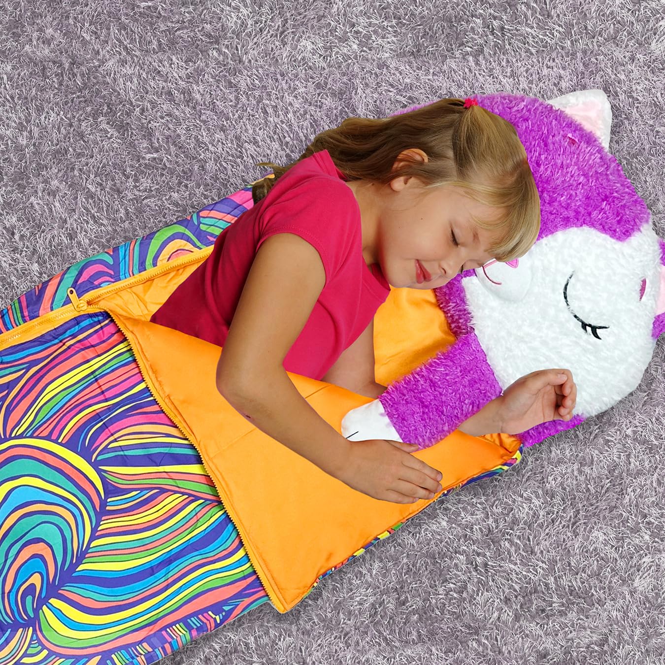 Happy Nappers Kids Sleeping Bag - Plush Toy, Comfy Sleeping Bag & Fluffy Pillow All in One