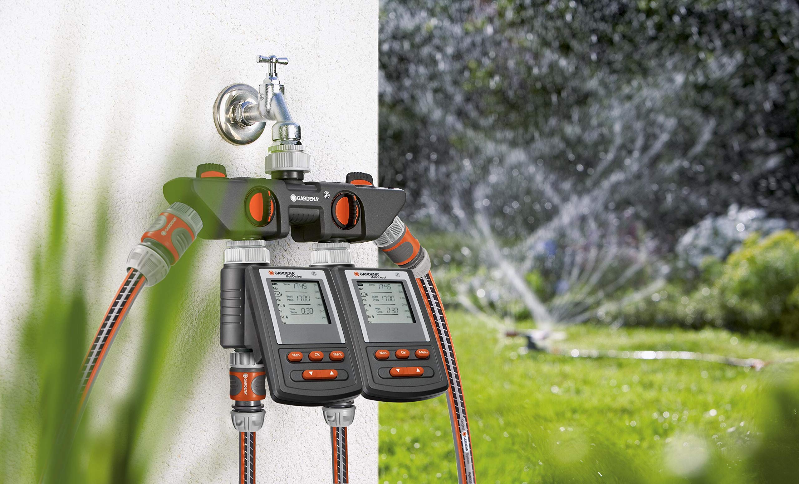 Gardena Four Channel Water Distributor: Connects up to Four Devices to The tap, can be Used with Gardena Water Computers and timers, Water Flow can be Regulated or Switched Off (8194-20)