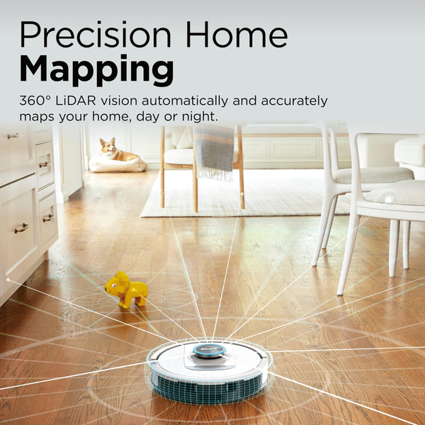 Shark PowerDetect Robot Vacuum with 60-Day Self-emptying Base - Anti-odour - For Carpets, Hard Floors and Pet Hair - 3D LiDAR Navigation - Wi-Fi / App - Odour Cartridge and 2 Brushes Incl. - Black