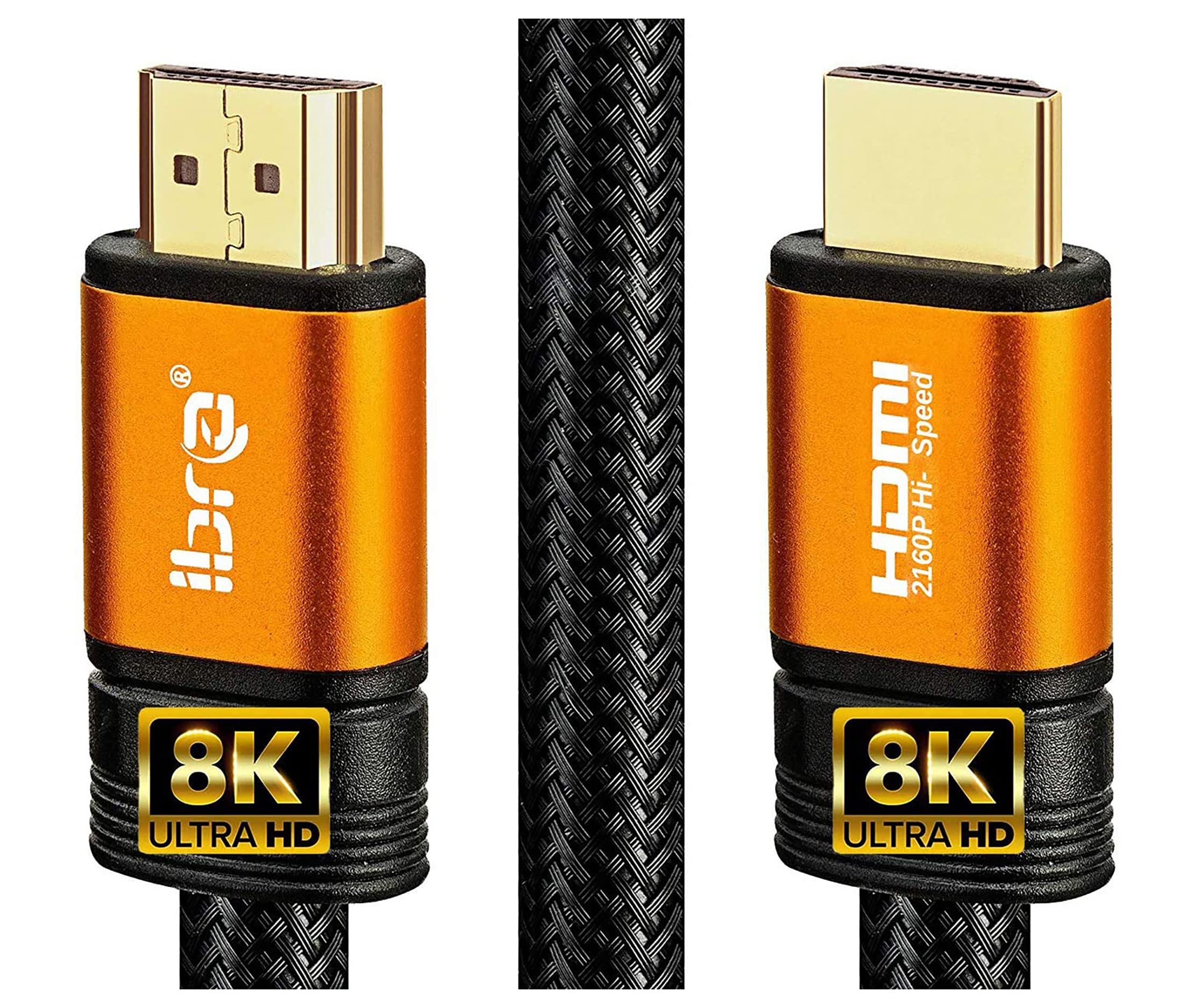 IBRA 2.1 HDMI Cable 8K, 1m Ultra HD Lead High-Speed Cord 48Gbps | Supports 8K@60HZ 4K@120HZ 4320p Compatible with Fire TV 3D Support Ethernet Function 8K UHD 3D-Xbox PlayStation PS3 PS4 PC-Orange