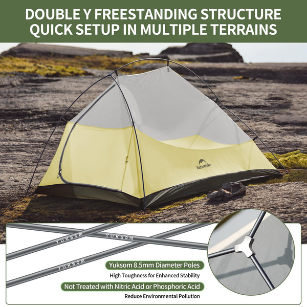Naturehike Cloud up 2 Camping Tent 2 Man Backpacking Tent 3-4 Season Wild Country Tent Lightweight Dome Tent