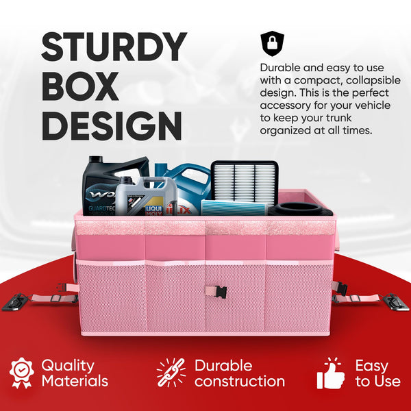 FORTEM Car Boot Organiser, Collapsible Multi Compartment SUV Organizer, Foldable Storage for Car Accessories for Women Men, 600D Oxford, Non Slip Bottom, Securing Straps, Soft Cover (50L)