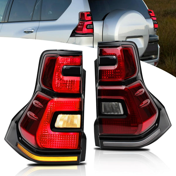 VLAND Motor LED Rear Lights compatible with Land Cruiser Prado J150 / GX460 2010-2017, w/Amber Sequential Indicator, Driver & Passenger Side - Smoked