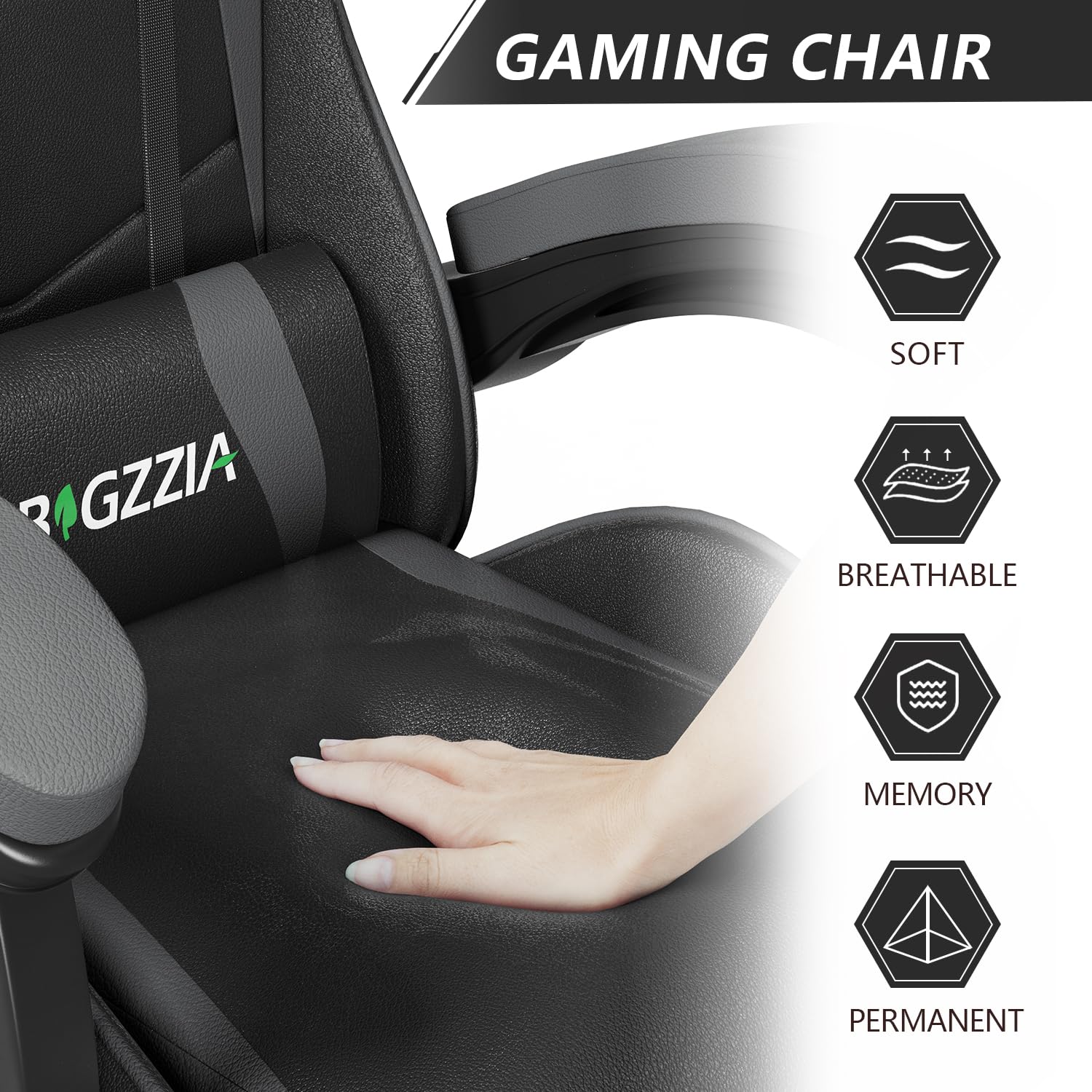 Racingreat Gaming Chair with Led Lights, Video Game Chair, Ergonomic RGB Gaming Chair for Adults, Height Adjustable Reclining Computer Chair with Headrest and Lumbar Support (With RGB, Black)