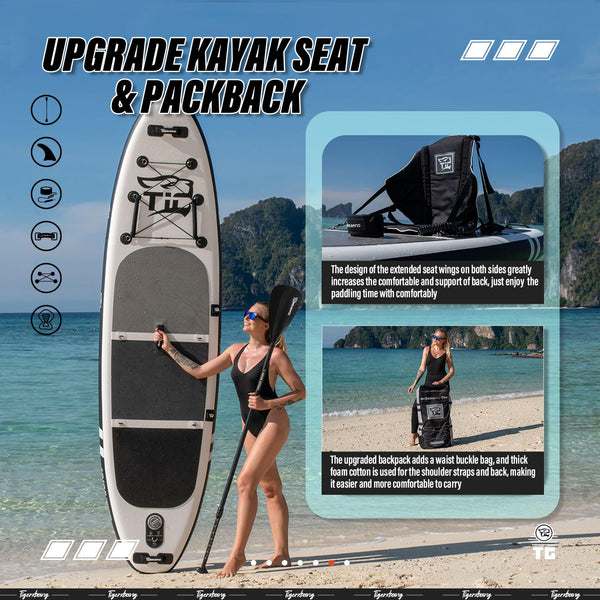 TIGERXBANG Stand Up Paddle Boards 10'6" x 32" x 6"丨10' x 31" x 6" with Premium SUP Board Accessories, Inflatable Paddle Boards for Adults/Kids Stand Up PaddleBoarding
