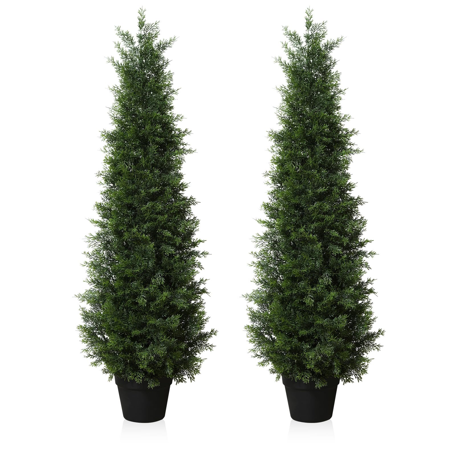 Fopamtri Artificial Plants Outdoor 120 cm Cypress Tree Fake Plants Plastic in Pot, UV Rated Cedar Tree for Indoor Outdoor Home Garden Porch Decor(2