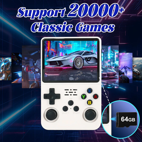 Blidinner R36S Retro Handheld Games Console -With Open Source Linux System,3000mAh Battery,3.5 Inch HD Screen,64G TF Card,20,000+ Classic Games,Portable Mini Game Console for Teens and Adults-Black