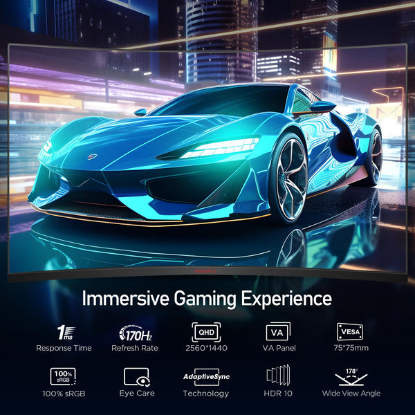 KOORUI 34 Inch Ultrawide Curved Gaming Monitor, 165Hz, WQHD 1440P, 1000R, MPRT 1MS, HDR 400, 2x HDMI 2.0, 1x DisplayPort 1.4, AdaptiveSync, Tilt/Height Adjustable, Black