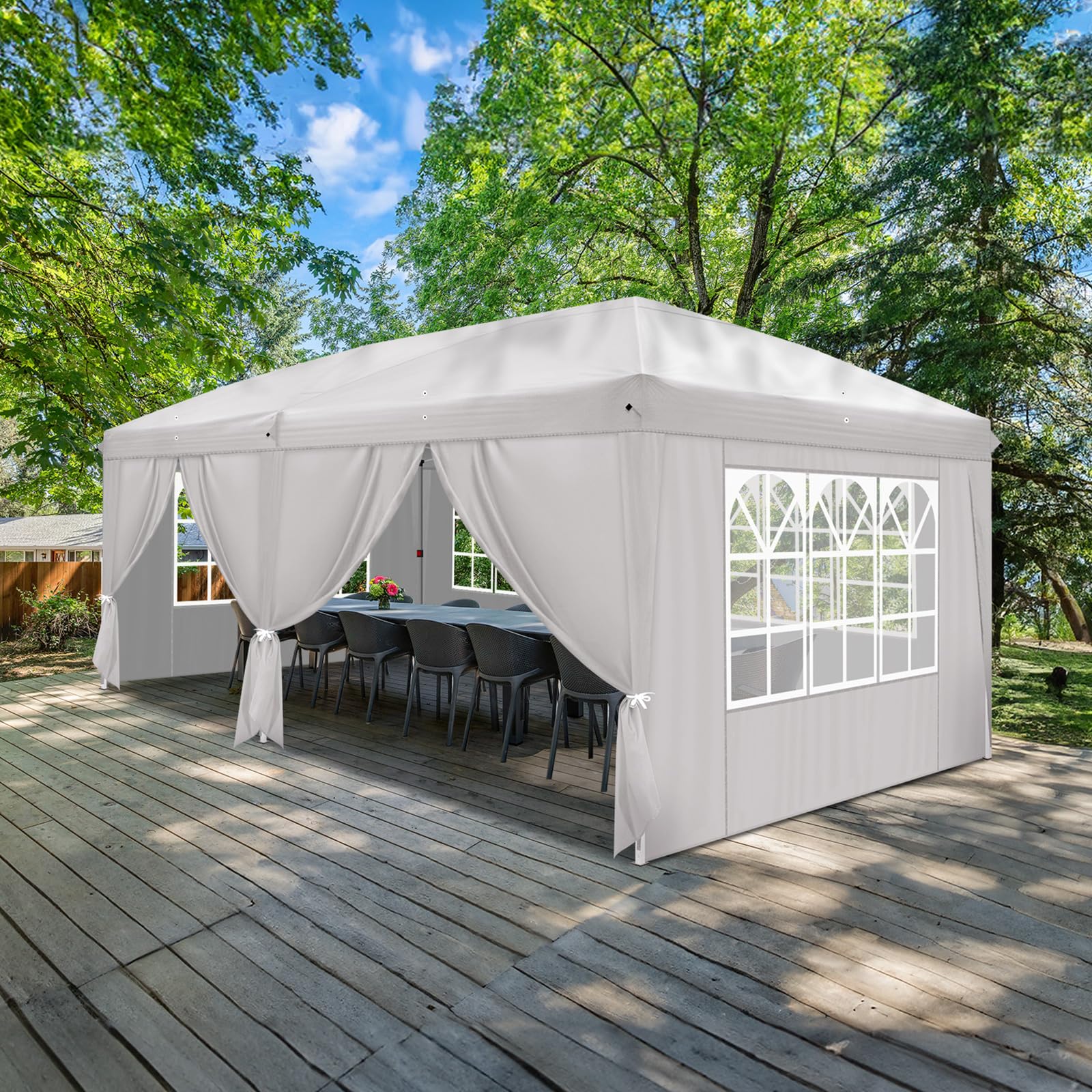 Bonnlo Pop Up Gazebo with Sides 3m x 3m, Easy Setup Instant Outdoor Canopy, Folding Garden Gazebo, Party Tent Grey