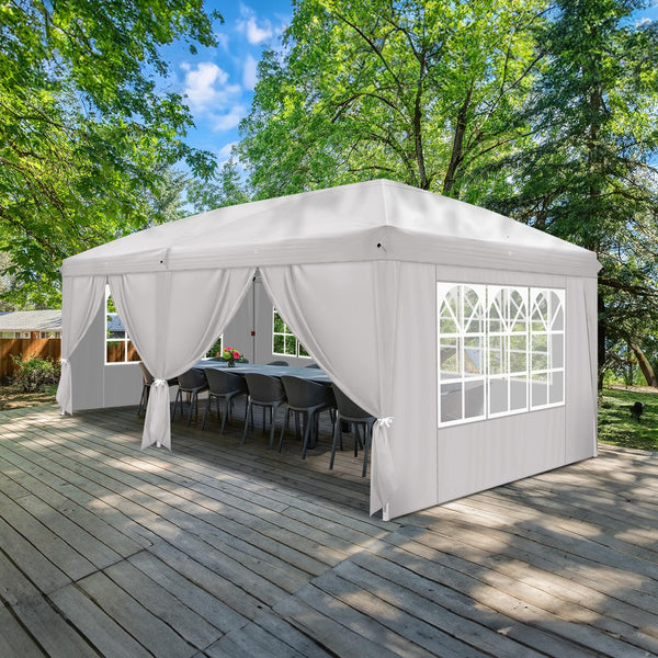 Bonnlo Pop Up Gazebo with Sides 3m x 3m, Easy Setup Instant Outdoor Canopy, Folding Garden Gazebo, Party Tent Grey