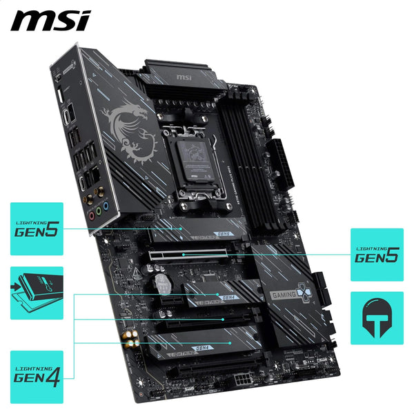 MSI X670E GAMING PLUS WIFI Motherboard, ATX - Supports AMD Ryzen 9000 / 8000 / 7000 Series Processors, AM5 - 80A SPS VRM, DDR5 Memory Boost 7800+ MHz/OC, PCIe 5.0 x16, M.2 Gen5, Wi-Fi 6E