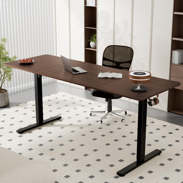 ERGOMAKER Electric Height Adjustable Standing Desk 80x60cm (31.5"x23.6"), Sit Stand Desk with Splicing Top for Home Office (Black Frame + Black Desktop)