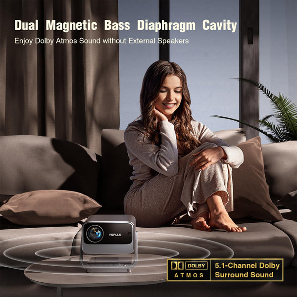 【Netflix Officially & Dolby Audio】Smart 4K Projector, Auto Focus & Keystone, VOPLLS 700 ANSI Full HD 1080P WiFi 6 Bluetooth Portable Projector, 60Hz Home Cinema Projectors for iOS/Android/Outdoor