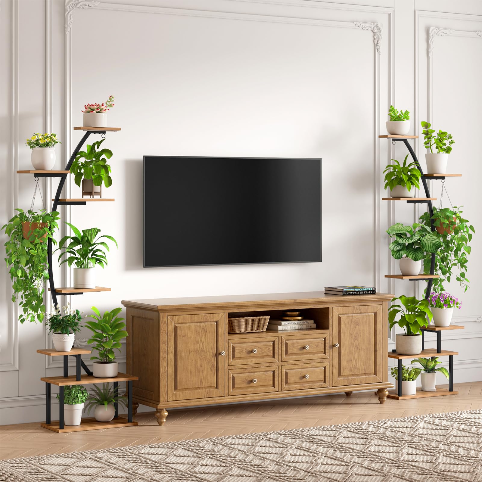 Zekoled 9-Tier Plant Stand with Grow Lights & Auto Timer, 167cm Tall S-Shaped Indoor/Outdoor Plant Shelf, Metal Plant Flower Holder, StandSpace-Saving Corner Shelf for Home, Balcony, Patio