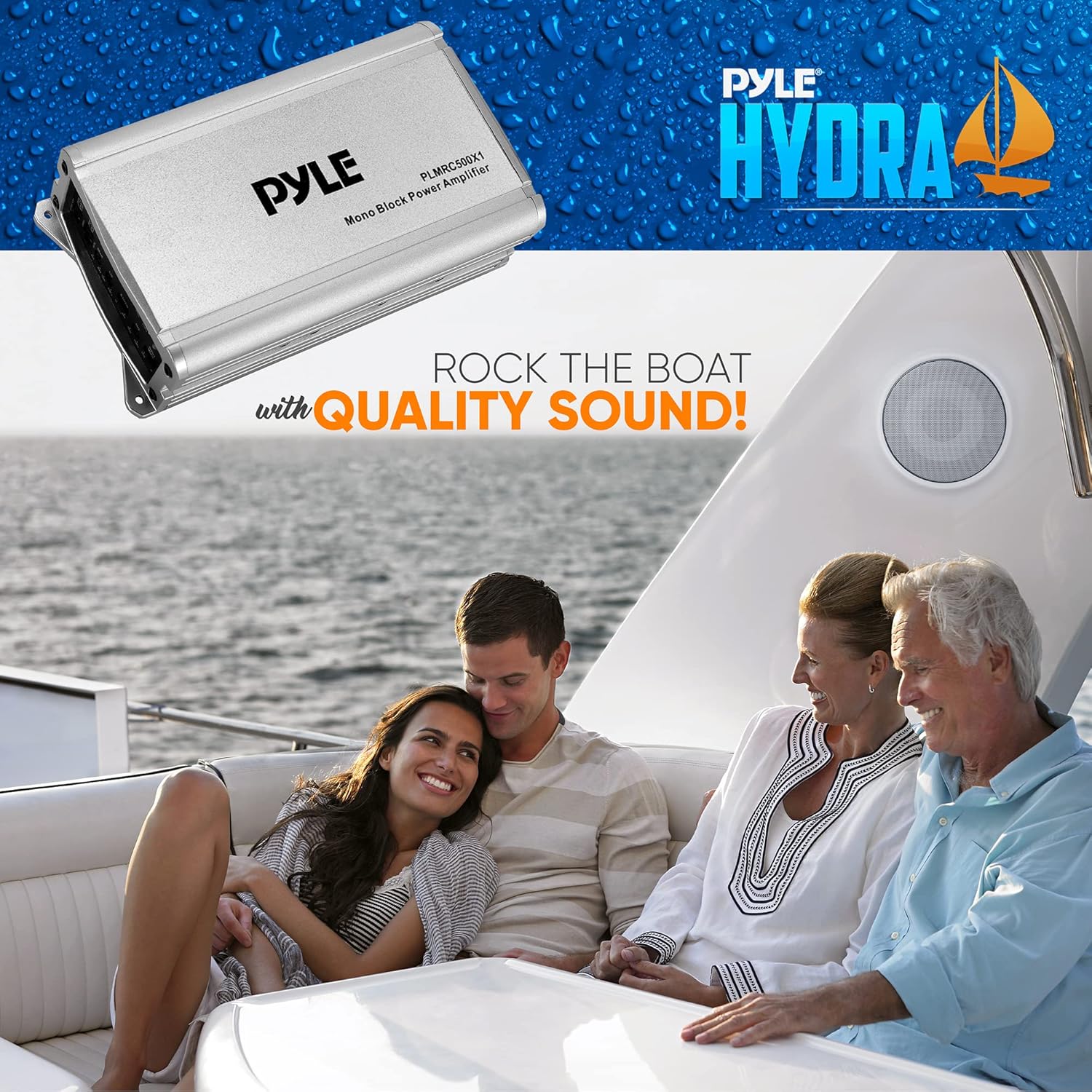 Pyle Mono-Block Audio Amplifier System - Class D Compact Car Amp, Weather Resistant, IPX4 Rated, for Car, ATV, UTV, Jeep, Motorcycle, Marine, Soft Turn On/Off, Power Protection, 7.95"x4.33"x1.87"