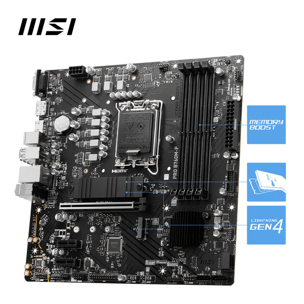 MSI B760 GAMING PLUS WIFI DDR4 Motherboard, ATX - Supports Intel 14th, 13th & 12th Gen Core Processors, LGA 1700 - DDR4 Memory Boost 5333+MHz/OC, 1x PCIe 4.0 x16, 2 x M.2 Gen4, 2.5G LAN, Wi-Fi 6E