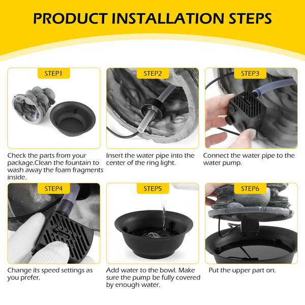 Dyna-Living Indoor Fountain, Tabletop Water Fountain, Water Fountain with LED Crystal Ball, Indoor Water Feature for Home Office Decor