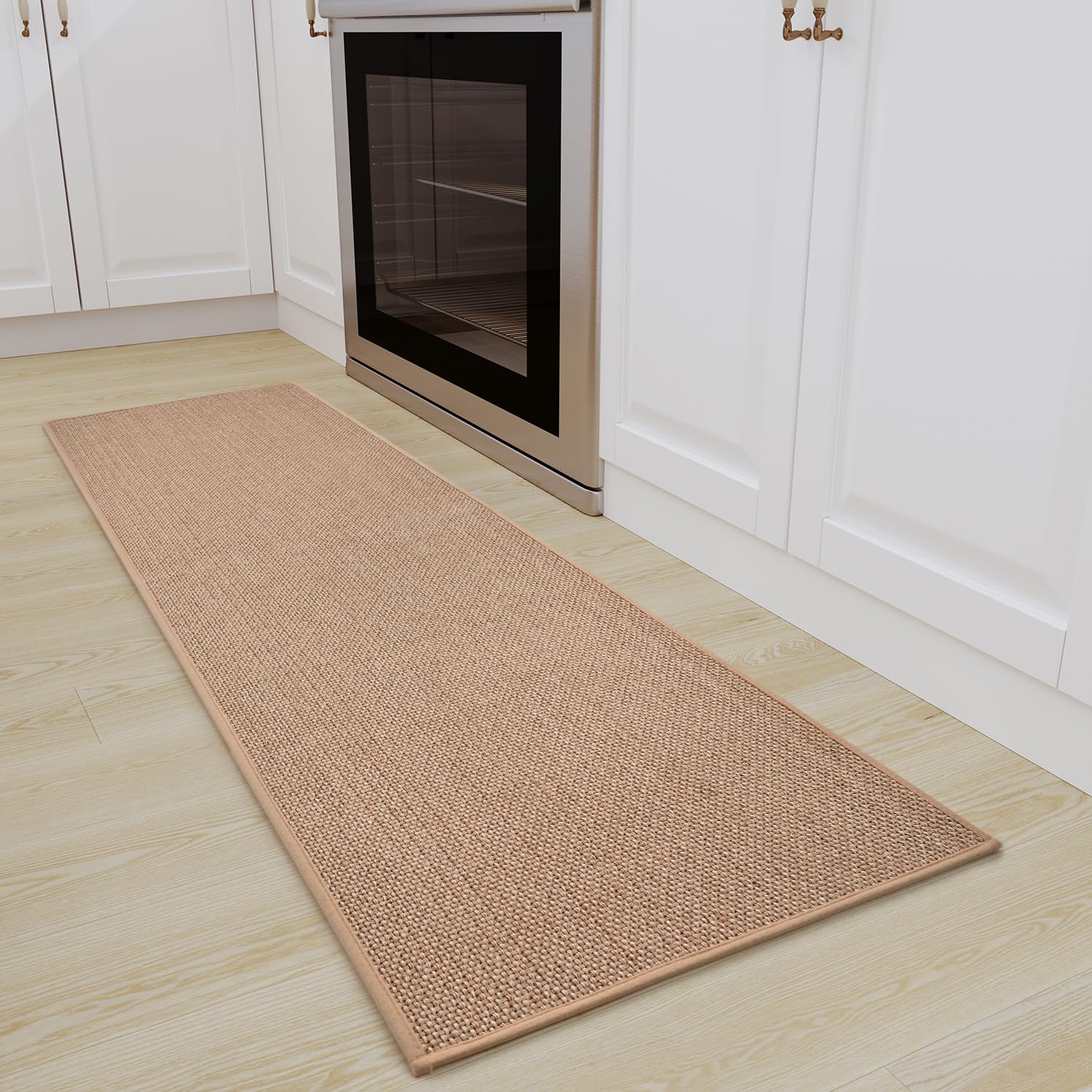 SIXHOME Non-Slip Washable Modern Absorbent Kitchen Runner Mats - Stain-Resistant, Indoor, 50 x 180cm Beige