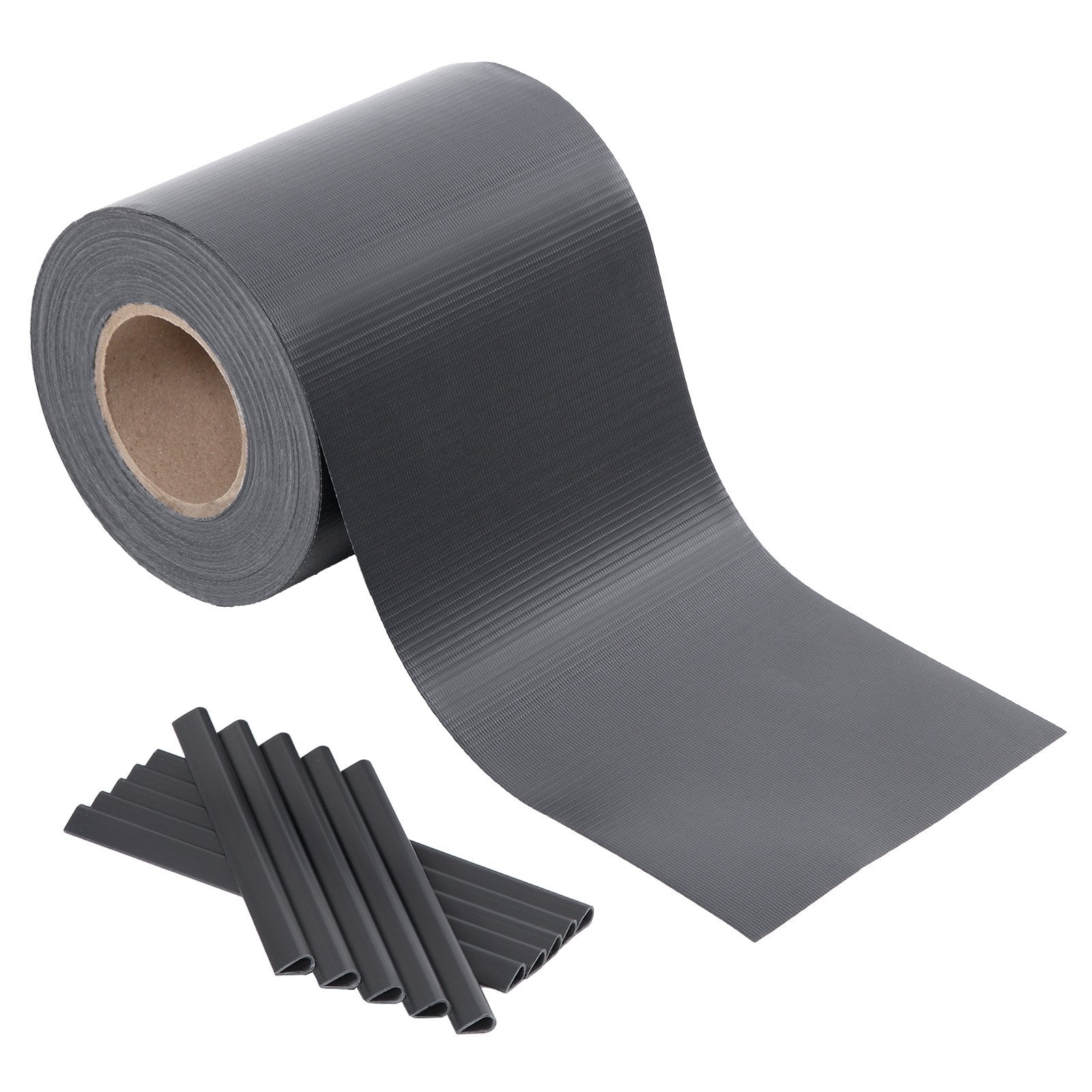 SONGMICS GPJ50GY PVC Privacy Screen Strips 50 m x 19 cm Extra Thick Opaque with 25 x Mounting Clips Anthracite, Charcoal, 0.19 x 50 m