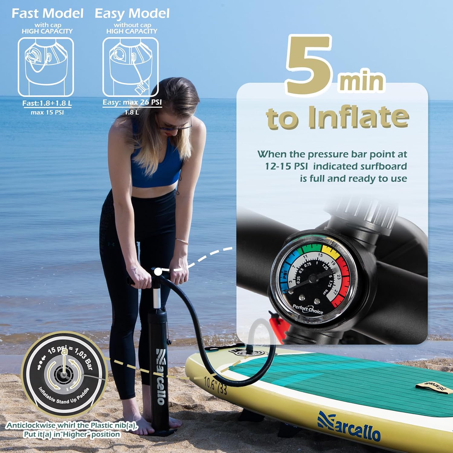 Inflatable Stand UP Paddle Board, 10’6 x 33” x 6” Paddle Board with Backpack, Pump, non slip Mat, Phone Case Ultra-Light Paddle Boards for Adults