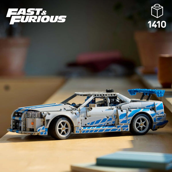 LEGO Technic 2 Fast 2 Furious Nissan Skyline GT-R (R34) Car Model Kit for Adults - incl. a Drift Function, Steering, Suspension & a 6-Cylinder Engine - Collectible Gift for Fans - 42210