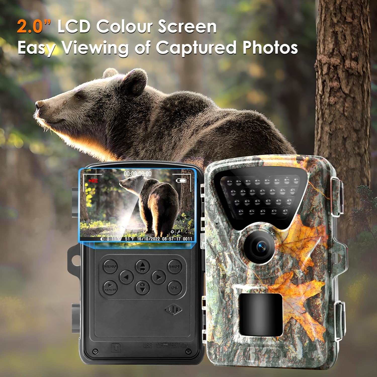 MAXDONE Wildlife Camera 4K 48MP Trail Camera, 850nm IR LEDs Night Vision Motion Activated Trail Cam IP66 Waterproof 0.2s Trigger Time Garden Camera with 32GB SD Card for Wildlife Monitoring