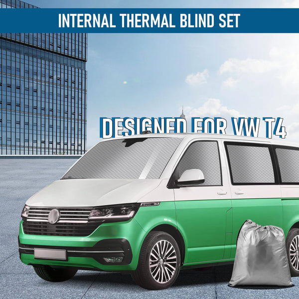 MaxAwe 8Pcs Internal Thermal Blind Set Fits for VW T5/T6 LWB, Luxury Sunshade Wrap Cover Kit, Window Front Screen Cover, Summer Uv Sun Blind & Winter Insulation Cover for VW Campervans & Motorhome
