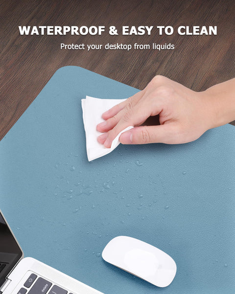 MOLMO Non-Slip Desk Mat, Waterproof Desk Pad Table Protector, Easy Clean Laptop Mat Large Mouse Pad Leather Writing Mat with Suede for Office /Home/Decor (Light Green, 60 x 35 cm)