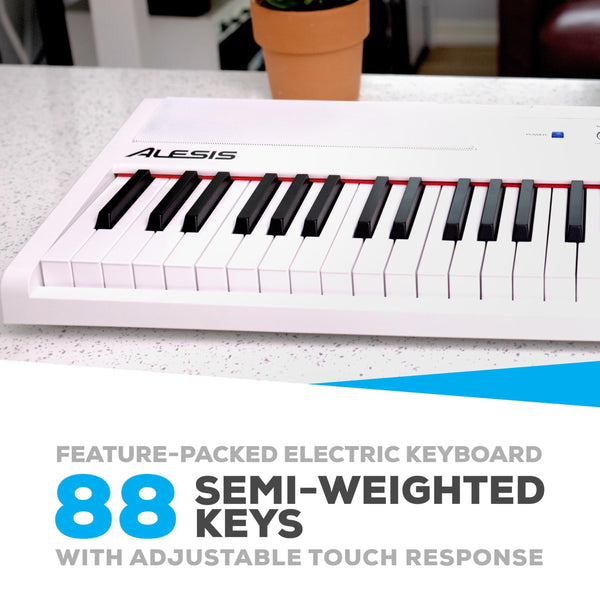 Alesis Recital 88 Key Digital Piano Keyboard with Semi Weighted Keys, Built-In Speakers and Piano Lessons