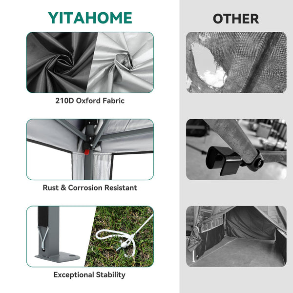YITAHOME 3x3Meter Instant Heavy Duty Pop Up Gazebo, Folding Garden Camping Party Tent Canopy Marquee with Roller Bag