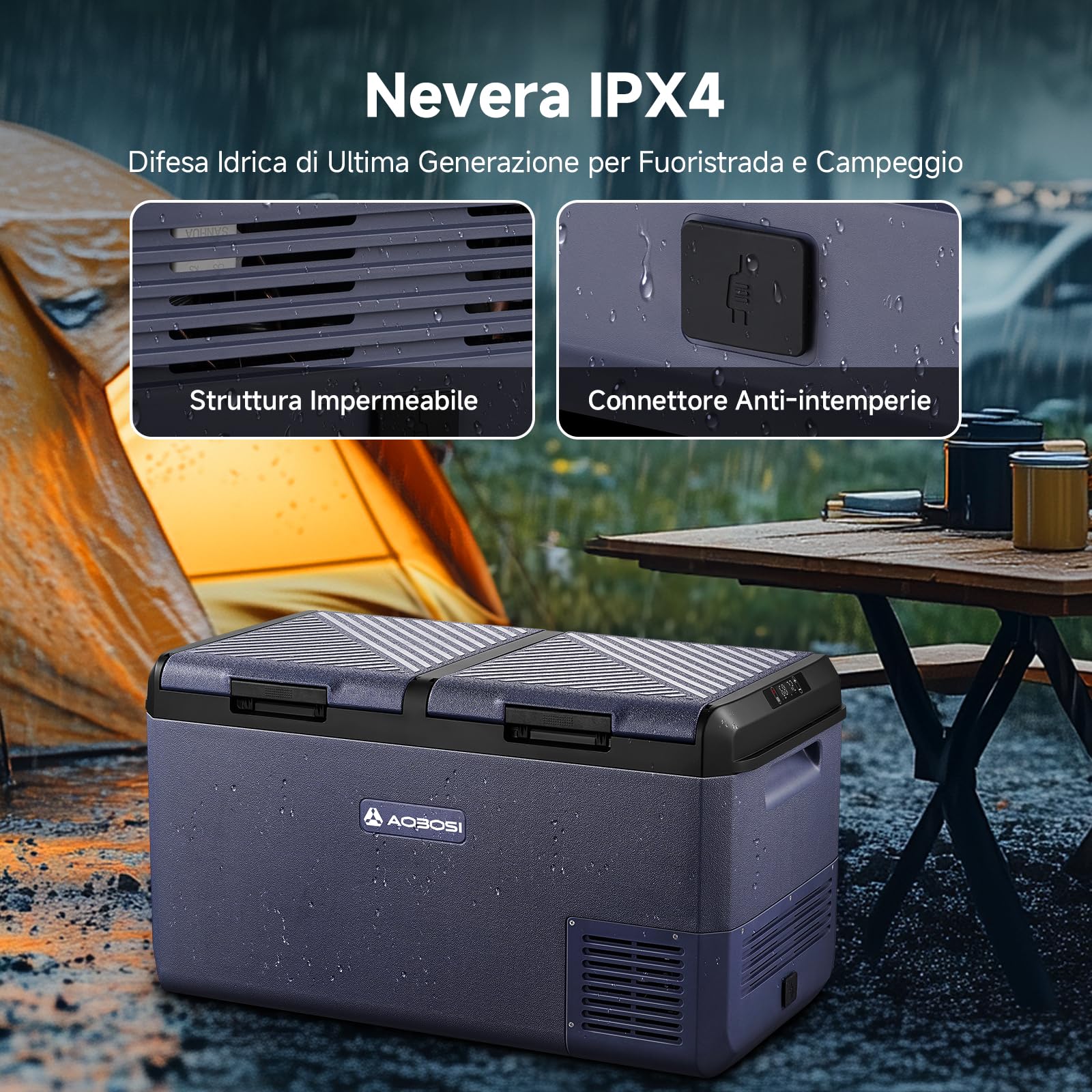 AAOBOSI 25L Car Fridge Freezer, IPX4 Waterproof Portable Compressor Camping Fridge 12V/240V, -20°C to 20°C – Ideal for Campervan, Car, Truck, Boat, Motorhome, Travel, Picnic