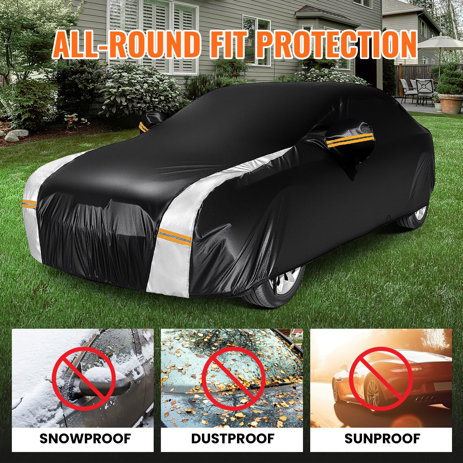Car Cover Custom Fit for Mini Convertible F57(2016-2023), Car Covers for Outside Storage Waterproof Breathable, Full Cover Outdoor All Weather Protection Rain Sun Dust with Zip and Cotton(Black)