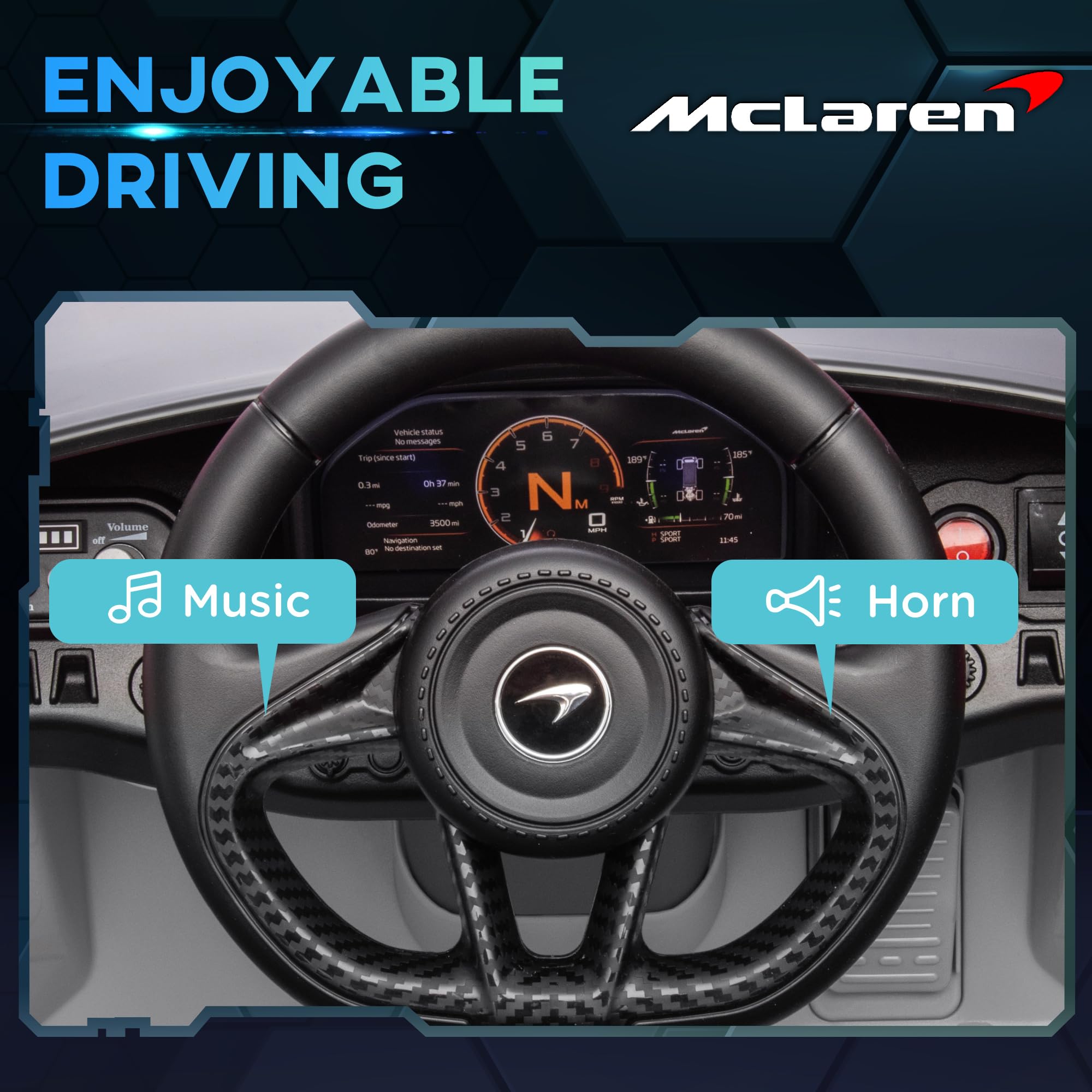 AIYAPLAY McLaren 765LT Licensed Electric Car for Kids with Butterfly Doors, 12V Kids' Electric Ride on with Remote Control, Transport Wheels, LED Lights, MP3 Music, Horn, for 3-6 Years, Orange