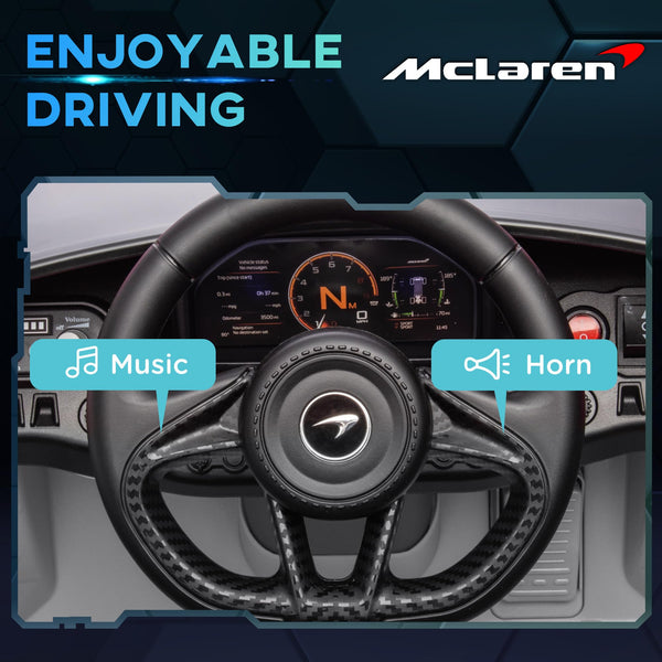 AIYAPLAY McLaren 765LT Licensed Electric Car for Kids with Butterfly Doors, 12V Kids' Electric Ride on with Remote Control, Transport Wheels, LED Lights, MP3 Music, Horn, for 3-6 Years, Orange