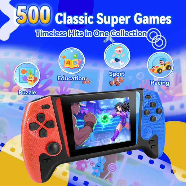 Colourbing Q21 Handheld Games Consoles – 3.5" Portable Mini,Two Players Battle,Built-in 500 Retro Games,1020mAh Rechargeable Battery–Great Retro Games Console for Adults,Teens Birthday and Party Gifts