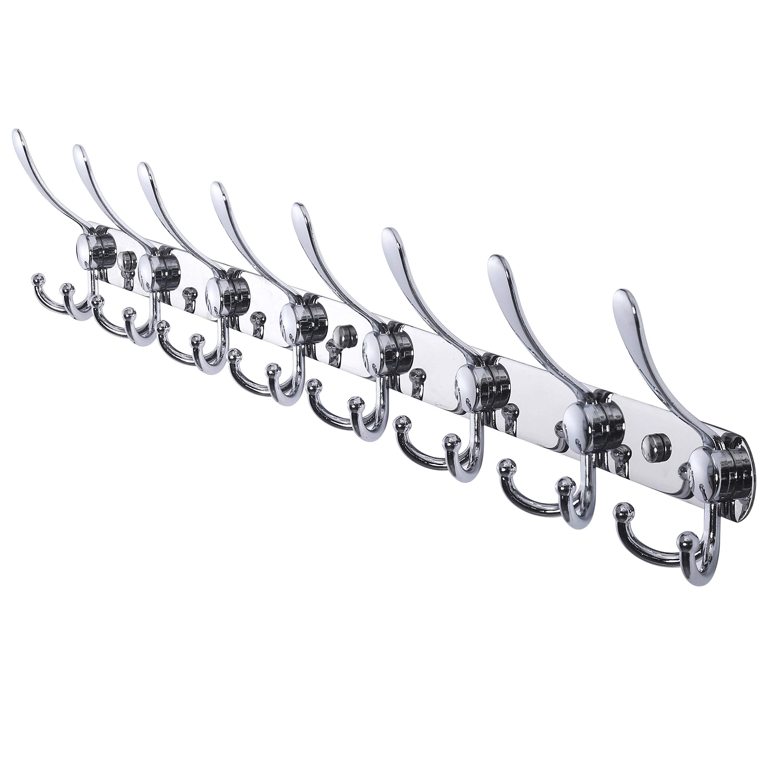 Dseap Coat Rack Wall Mount - 74cm Long 8-Tri-Hooks, Heavy Duty, Stainless Steel, Metal Coat Hanger Rail Wall Hooks for Coats Hats Clothing Clothes