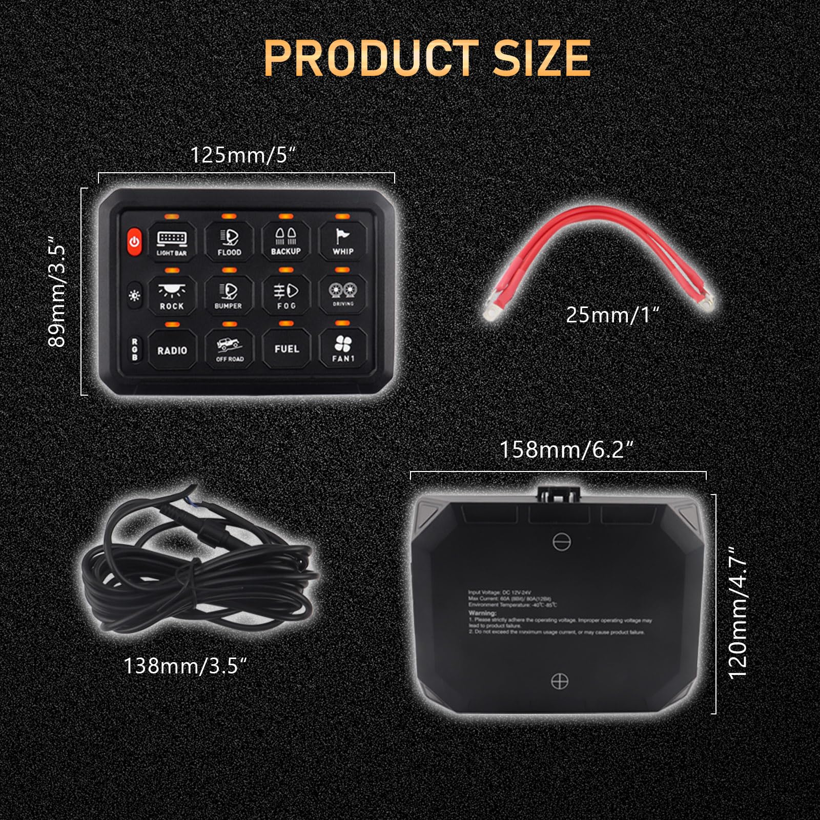 Chelhead 12V/24V Switch Control Panel RGB 6 Gang Dimmable Multi-Function Programmable Switch Panel Acc Battery Control Waterproof, Compatible with Truck Boat SUV RV Trailer Marine ATV UTV