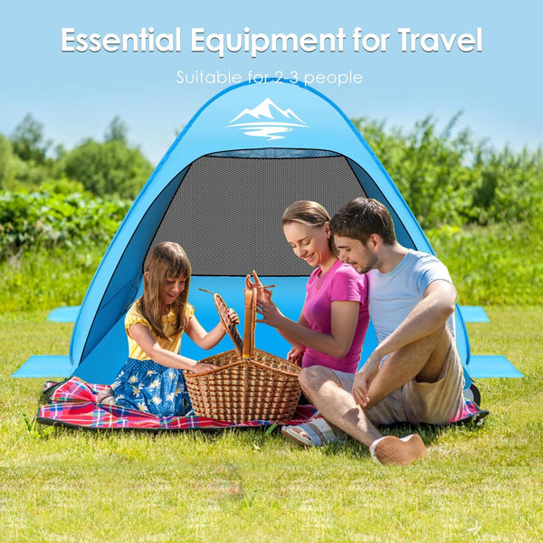 Pop Up Beach Tent,Automatic Portable Sun Shelter Fit 2-3 Person,UPF 50+ UV Sun Protection Beach Shade Baby Canopy Cabana Air-Ventilating Waterproof for Family Beach Park Camping Picnic with Carry Bag