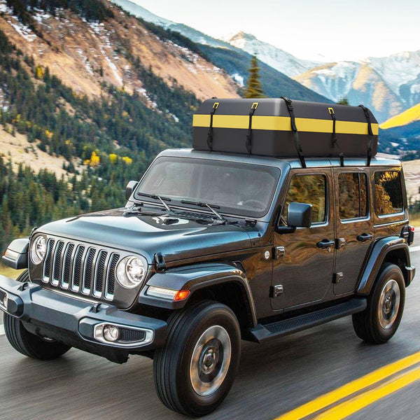 COSTWAY 15/21 Cubic Feet Car Roof Bag, 100% Waterproof Roofing Cargo Carrier with Anti-Slip Mat, Combination Lock & Straps, Rooftop Luggage Storage Box (Black, 21 Cubic Ft/600L)