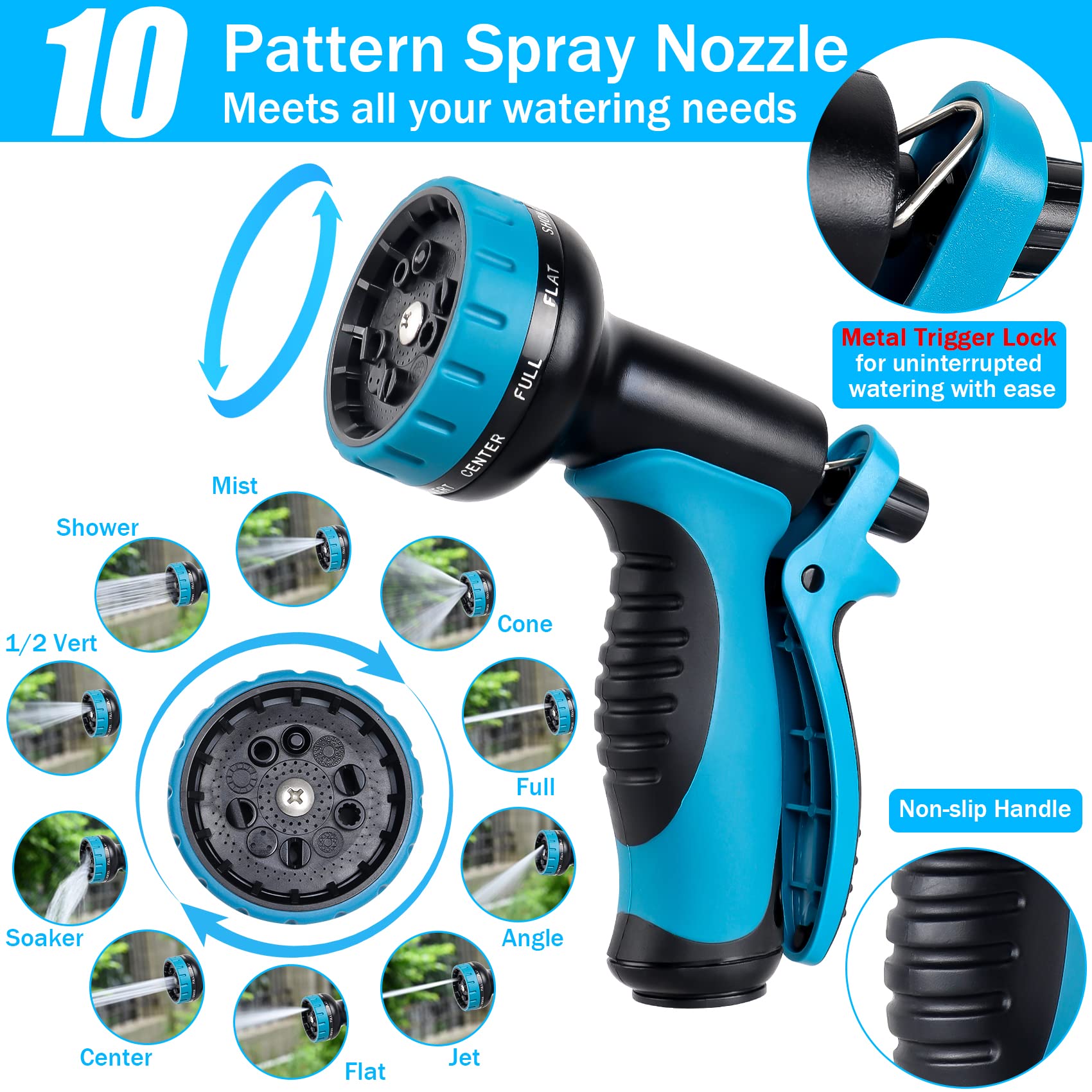 Expandable Garden Hose Pipe 30m 100ft, Hosepipes for Garden Water Hose with 10 Functions Spray Gun, 3/4" 1/2" Connector, Expanding Magic Hose