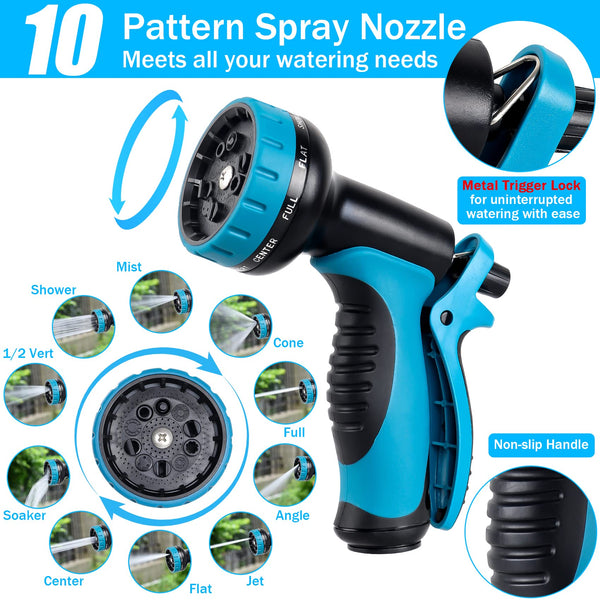 Expandable Garden Hose Pipe 30m 100ft, Hosepipes for Garden Water Hose with 10 Functions Spray Gun, 3/4" 1/2" Connector, Expanding Magic Hose