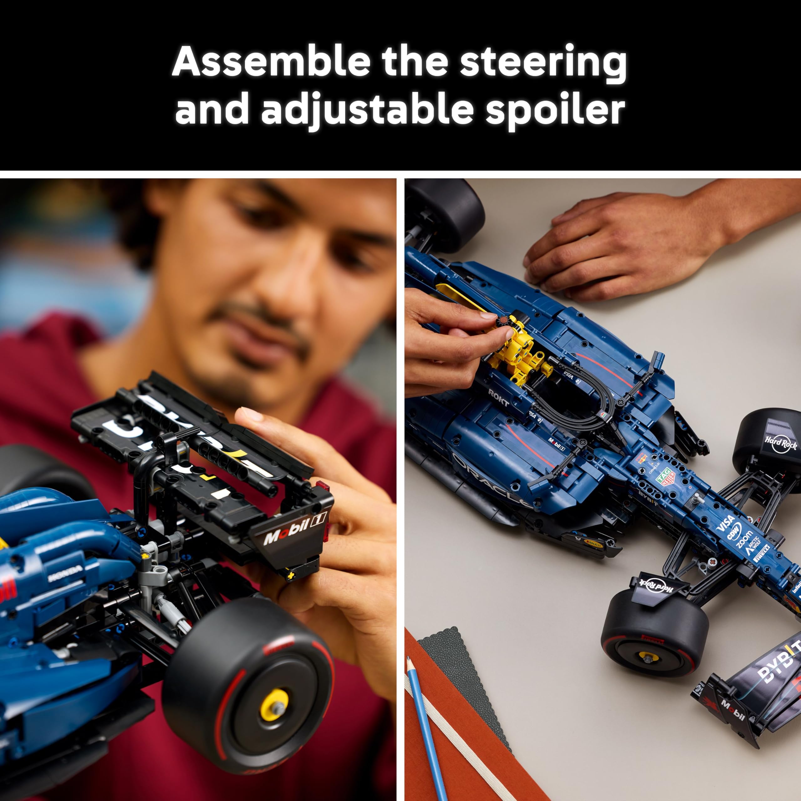 LEGO Technic Oracle Red Bull Racing RB20 F1 Car Model Kit - Collectible Formula 1 Building Set with 1:8 Scale V6 Engine, Gear Box, Steering & DRS - Gift Idea for Adult & Teenage Racing Fans - 42206