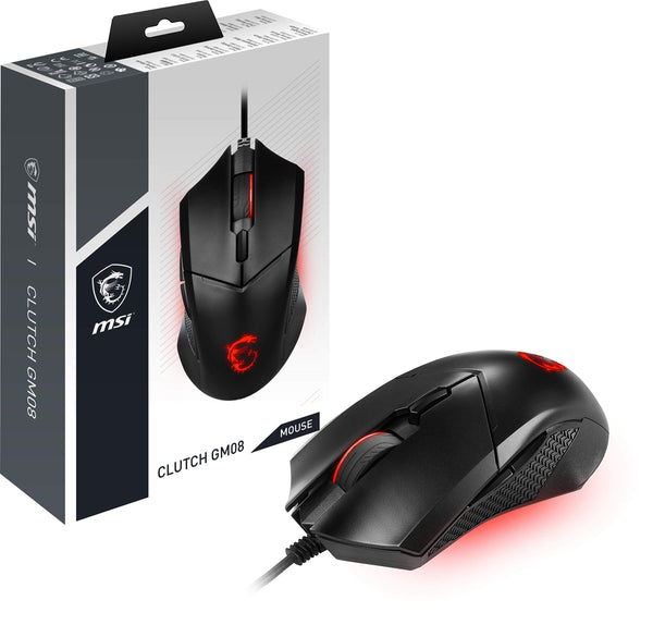 MSI CLUTCH GM51 LIGHTWEIGHT Gaming Mouse - 26000 DPI Optical Sensor, Elite 0.125ms Latency, 60M+ Click OMRON Switches, 6-Buttons, FriXionFree Cable, RGB Diamond LightGrips, 75g - Wired