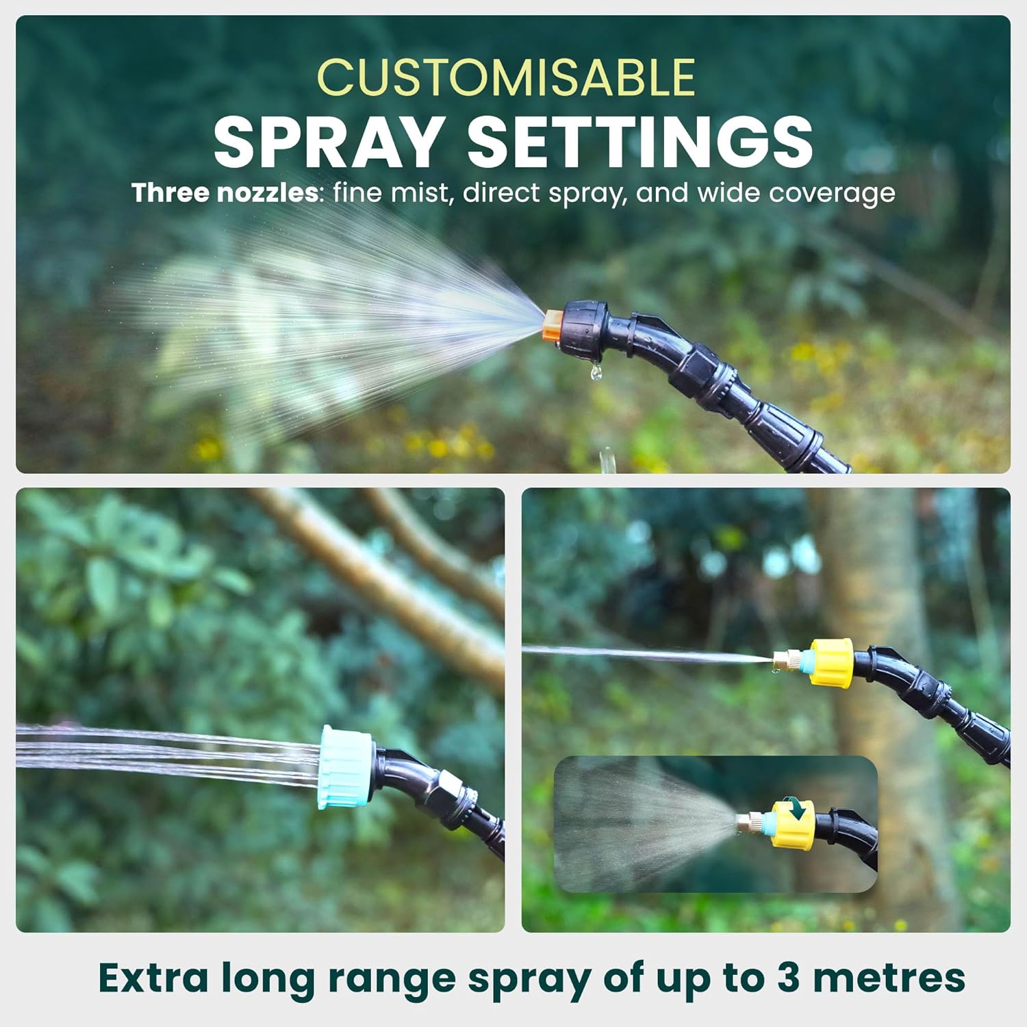 Green Haven 5L Battery-Powered Pressure Sprayer – USB Rechargeable Electric Garden Sprayer with 3 Adjustable Nozzles, Easy-Fill Tank, Durable ABS, Portable Design, and Shoulder Strap for Gardening