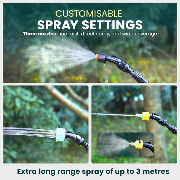 Green Haven 5L Battery-Powered Pressure Sprayer – USB Rechargeable Electric Garden Sprayer with 3 Adjustable Nozzles, Easy-Fill Tank, Durable ABS, Portable Design, and Shoulder Strap for Gardening