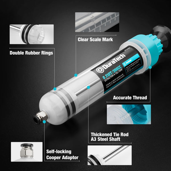 DURATECH 200cc Engine Oil Extractor Fluid Suction Pump| Keeps Engine Bay Clean with Oil Syringe | Oil Syringe and Fluid Extractor Change Engine Oil Efficiently | Suction Pump for Variety Applications