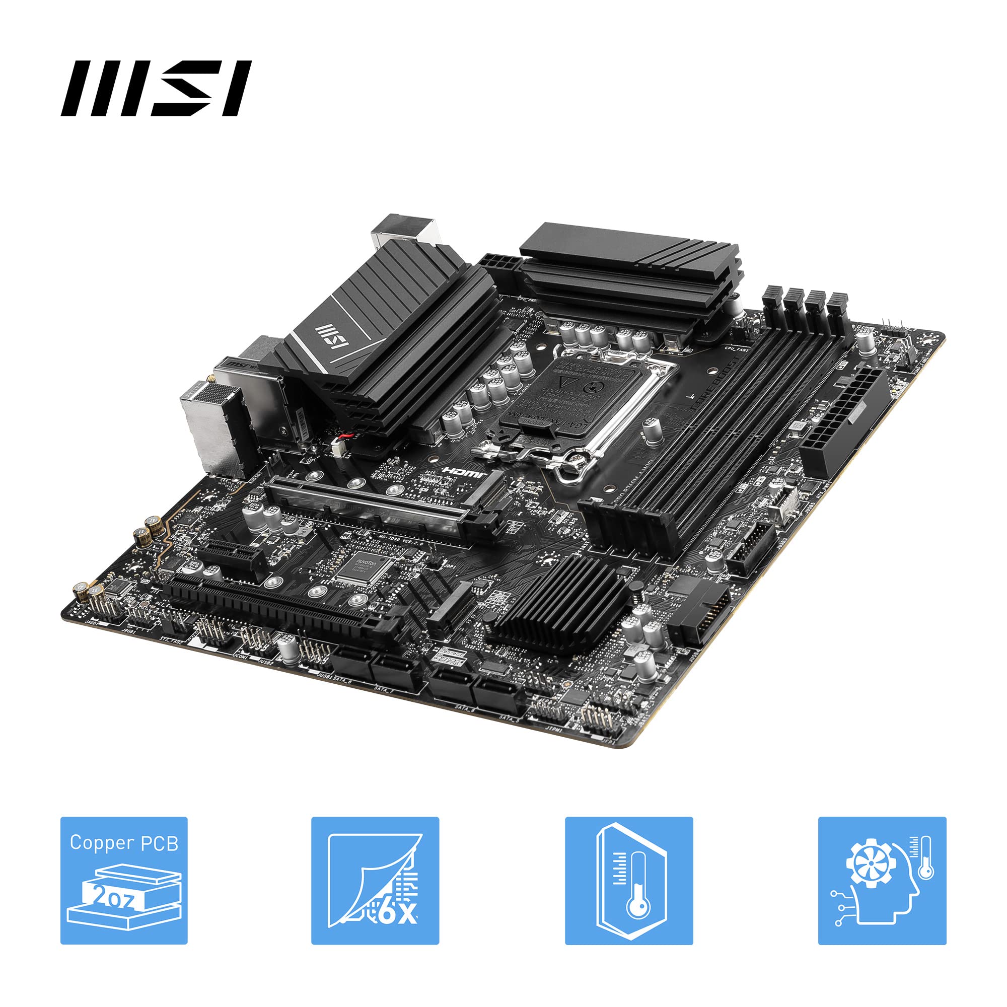 MSI B760 GAMING PLUS WIFI DDR4 Motherboard, ATX - Supports Intel 14th, 13th & 12th Gen Core Processors, LGA 1700 - DDR4 Memory Boost 5333+MHz/OC, 1x PCIe 4.0 x16, 2 x M.2 Gen4, 2.5G LAN, Wi-Fi 6E